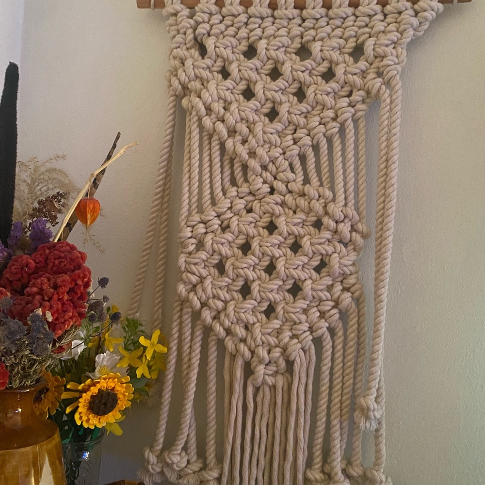 Handcrafted Cream Macrame Wall Hanging